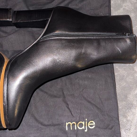 NEW Maje Fanette Pointed-Toe Leather Ankle Boots Size 9 - Picture 5 of 13